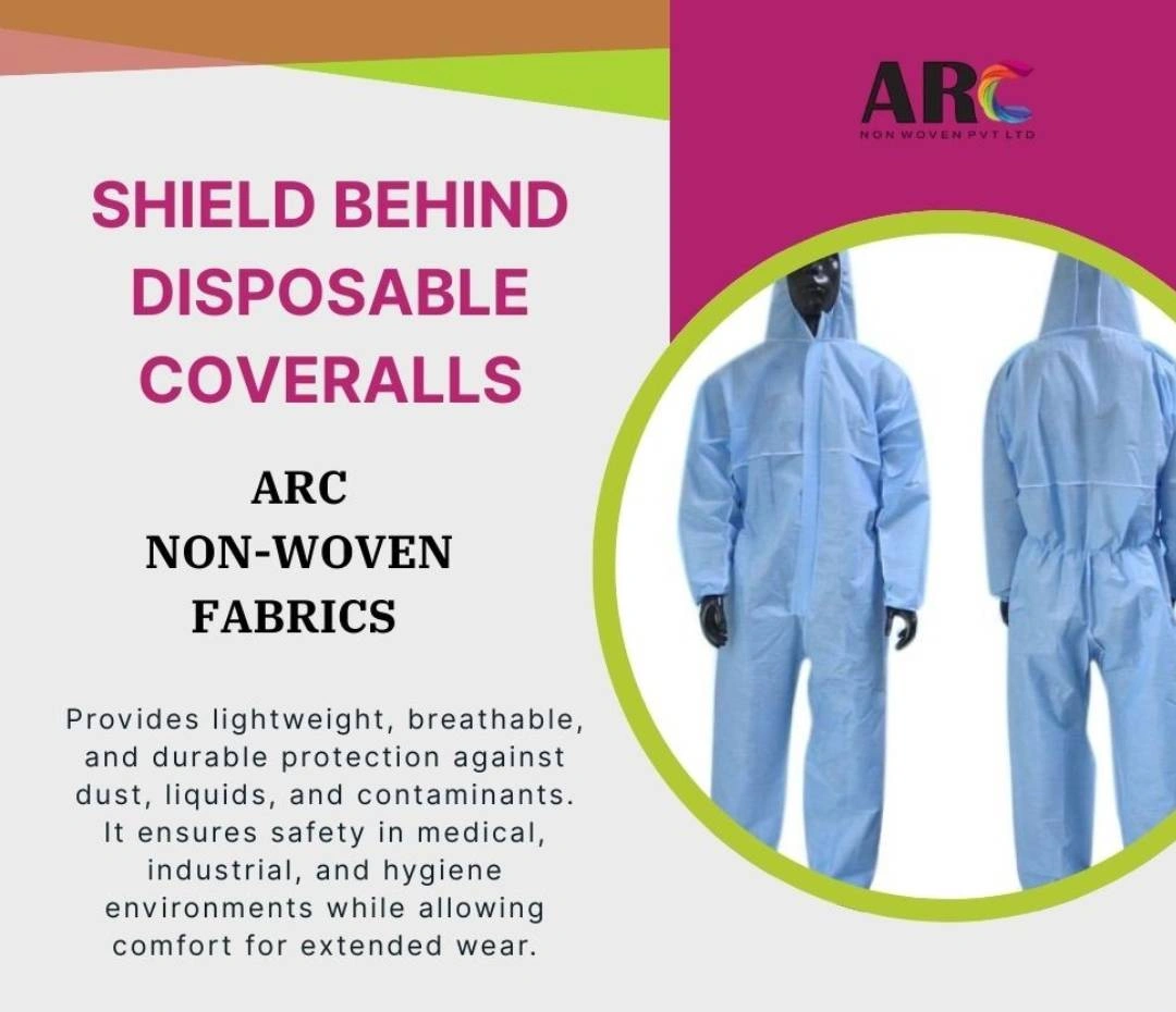 Industrial grade disposable coveralls made from ARC non-woven protective fabric